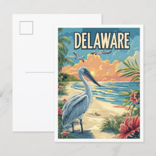 Delaware USA Vintage Illustration Travel Vykort