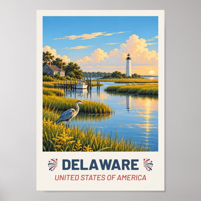 Delaware USA – Vintage Travel Poster (Framsidan)