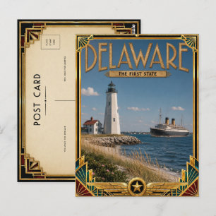 Delaware Vintage Art Deco Golden Age Vykort