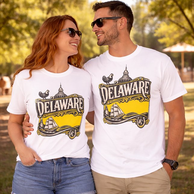 Delaware Vintage-grafisk stat- t-shirt (Skapare uppladdad)