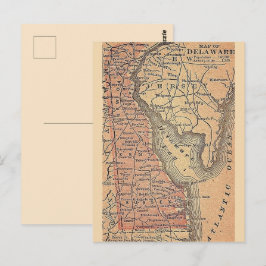 Delaware Vintage karta över delstaten Vykort