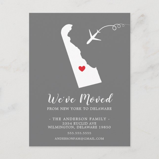 DELAWARE-vykort för flytta-meddelande Vykort (Framsida)