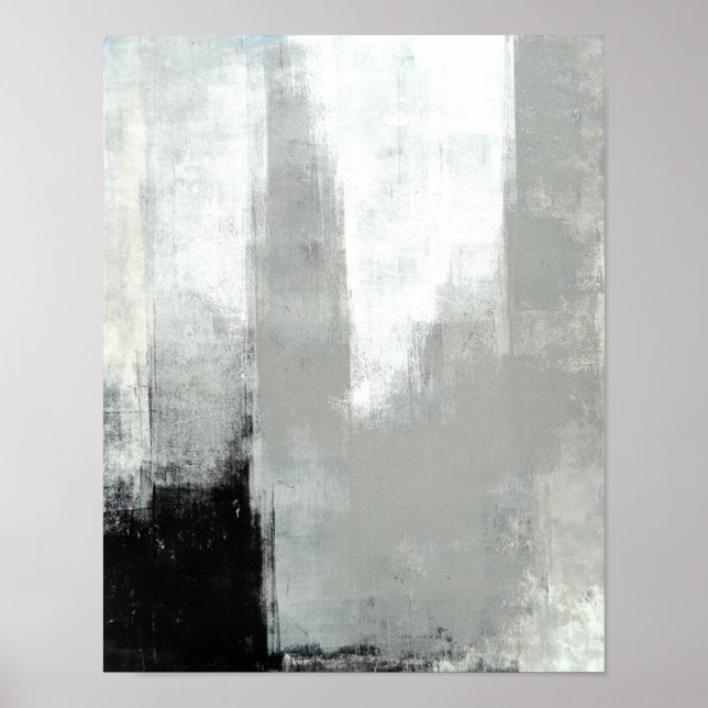 'Delayed' Grey Abstract Art Poster (Framsidan)