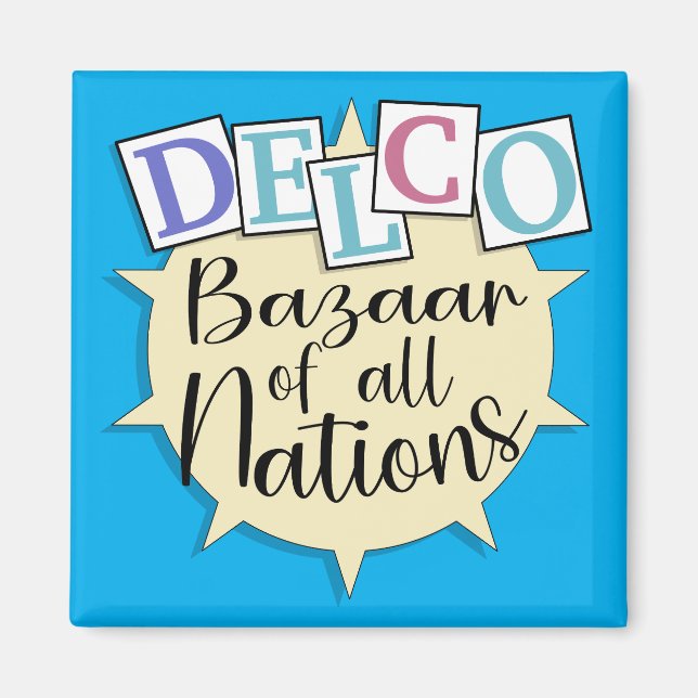 Delco bazaar från alla nationer magnet (Framsidan)