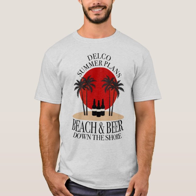 Delco Sommarplaner Beach och Beer längs kusten T Shirt (Framsida)