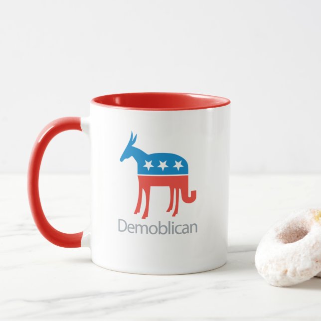 Deldemokrat. Delrepublikanska. Demoblican Mugg (Med munk)