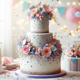 DELECATE BLUE & ROSA BLOMMIGT BIRTHDAY KORT