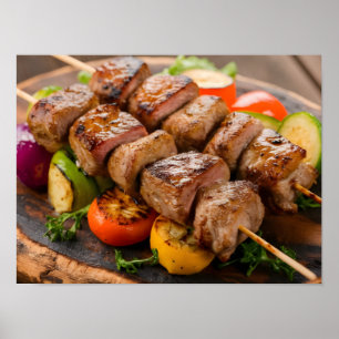 Delectable Grilled Kött Skewers Poster