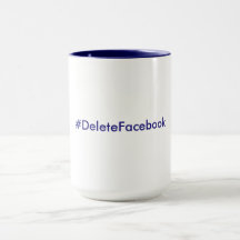 #DeleteFacebook 15 uns. (Marinblå & vit) mugg,