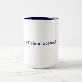 #DeleteFacebook 15 uns. (Marinblå & vit) mugg, Mugg