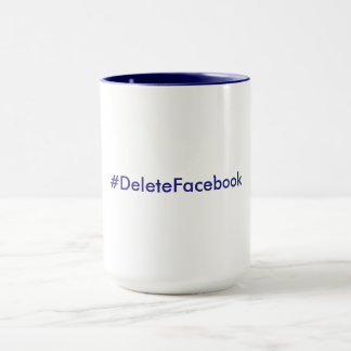 #DeleteFacebook 15 uns. (Marinblå & vit) mugg, Mugg