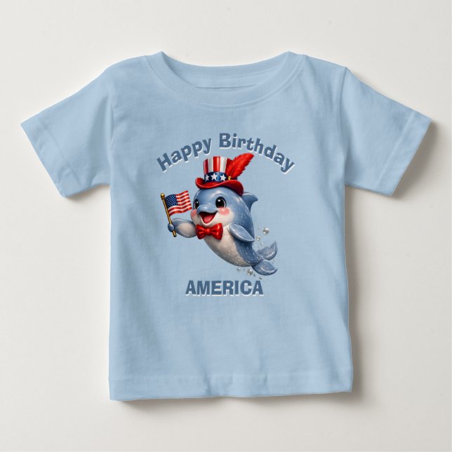 Delfin (7e) Patriotisk Barn T-Shirt (Framsida)