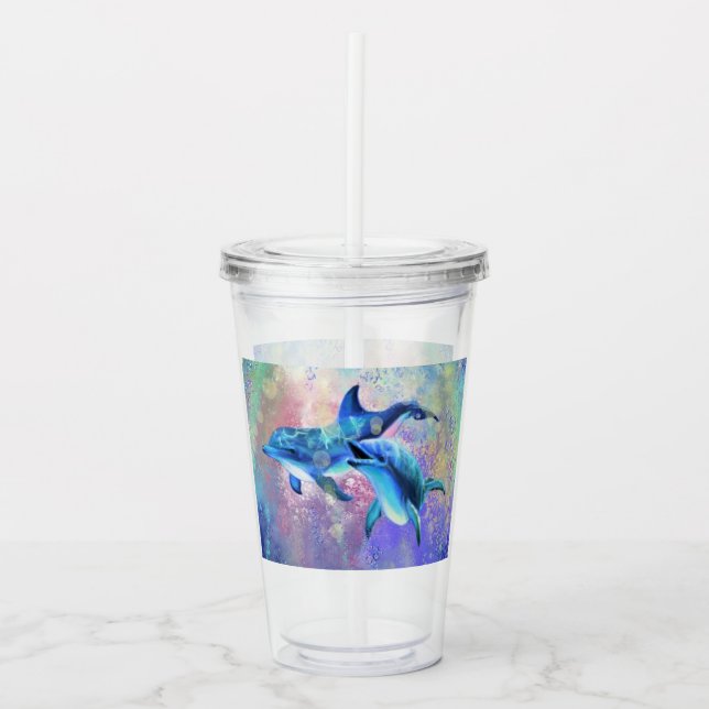 Delfin Akryl Tumbler Take Away Mugg (Framsida)