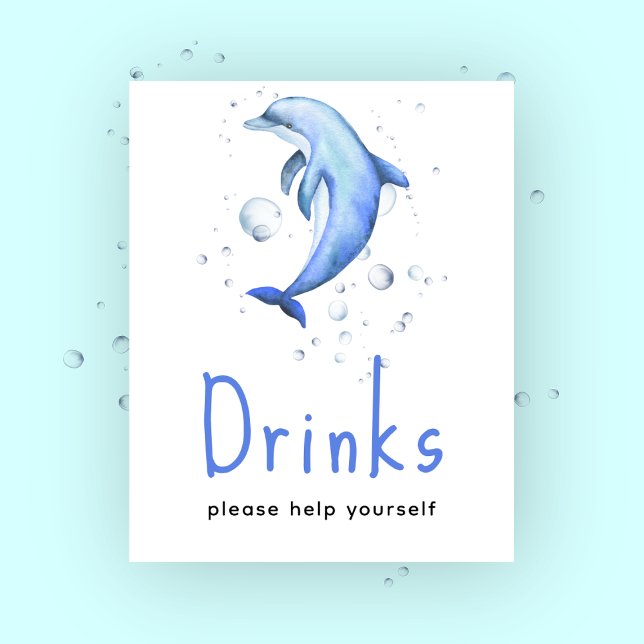 Delfin baby shower - Drycker Poster (Skapare uppladdad)