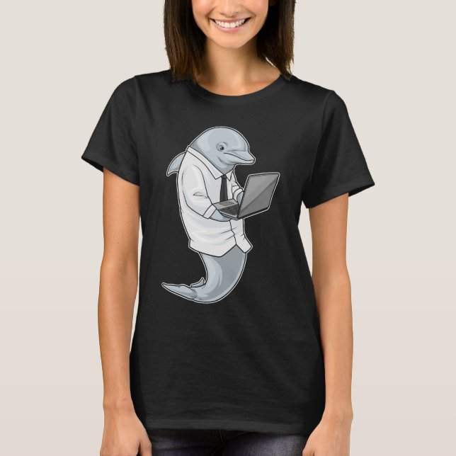 Delfin Bärbar dator T Shirt (Framsida)