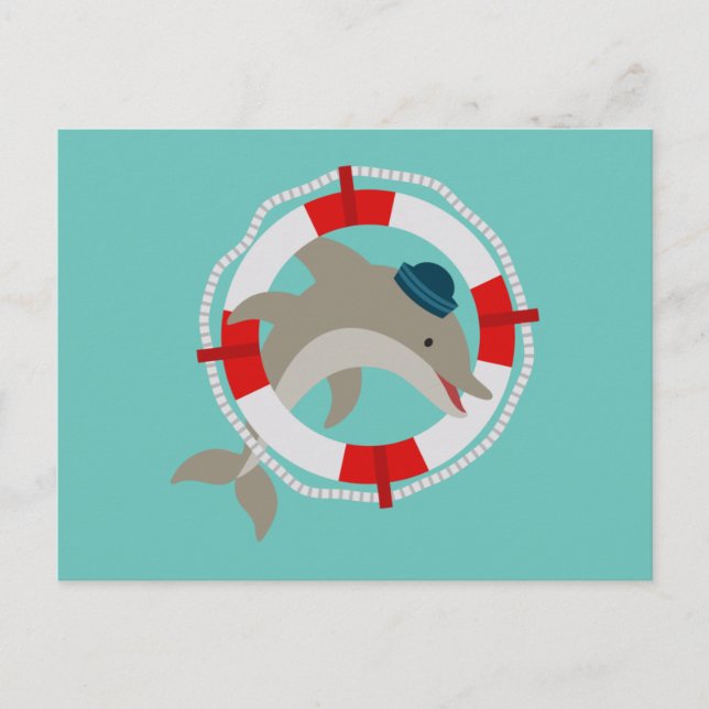 Delfin Delphin Dolphin Vykort (Framsida)