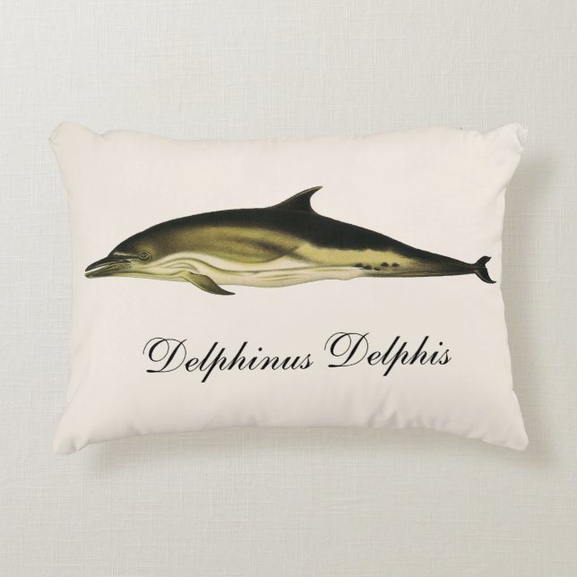 Delfin Delphinus Delphis, Gamla Marina Djur Prydnadskudde (Framsidan)