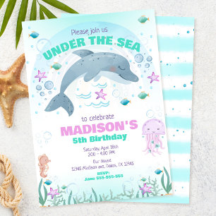 Delfin Födelsedagsfest Under Havet Inbjudningar