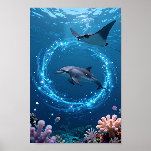 Delfin Hav Poster – Magisk Oceanisk Estetisk Vägg  (Framsidan)