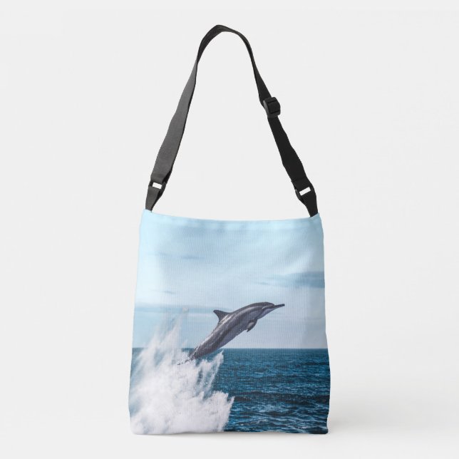 Delfin hoppar upp ur havet axelväska (Baksida)