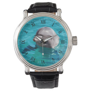 Delfin i blåttvattenfoto armbandsur