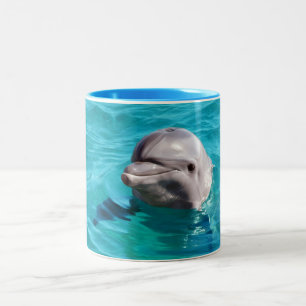 Delfin i blåttvattenfoto Två-Tonad mugg