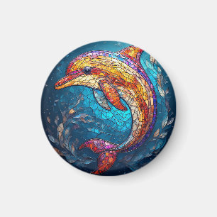 Delfin i intrikat konstglas konstnärlig stil magnet