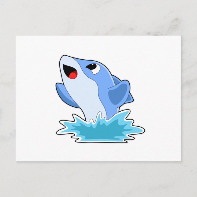 Delfin i vatten vykort (Framsida)