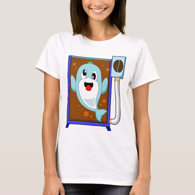 Delfin Kaffebohne Kaffe T Shirt (Framsida)