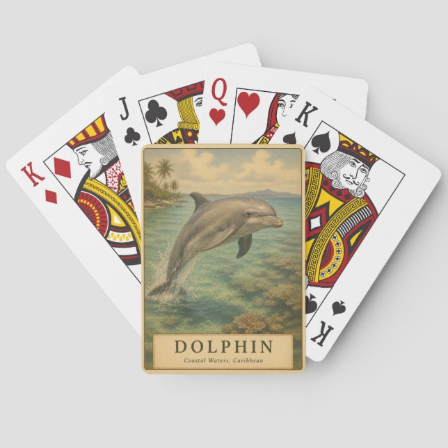 Delfin Karibiskt Vatten VINTAGE Casinokort (Baksidan)