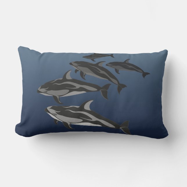 Delfin Kuddelfodral Vit Sido Delfin Kastkudde Lumbarkudde (Framsida)