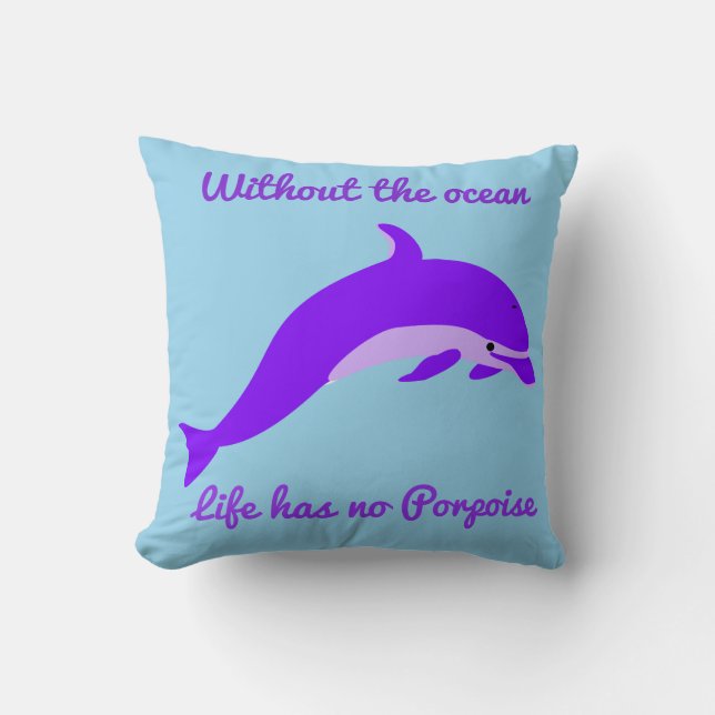 Delfin Kuddinkast Teal och Lila Kudde (Framsida)