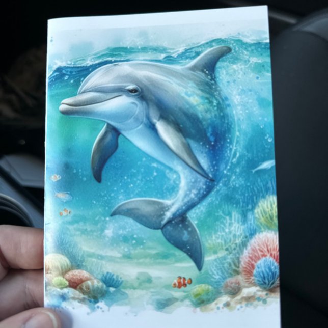 Delfin kust under havet  tack kort (Dolphin Under the Ocean Blank Notecard Stationery)
