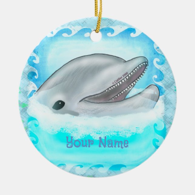 Delfin Lek anpassat namn ornament (Framsidan)
