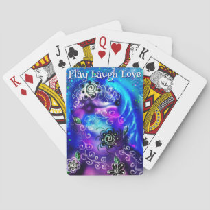 Delfin Lek Latter Kärlek Whimsical Målning Konst Casinokort