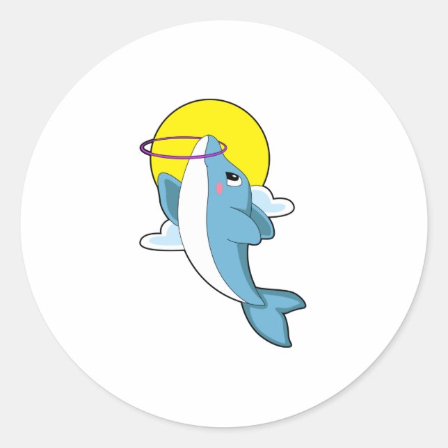 Delfin med Fitness däck Runt Klistermärke (Framsida)