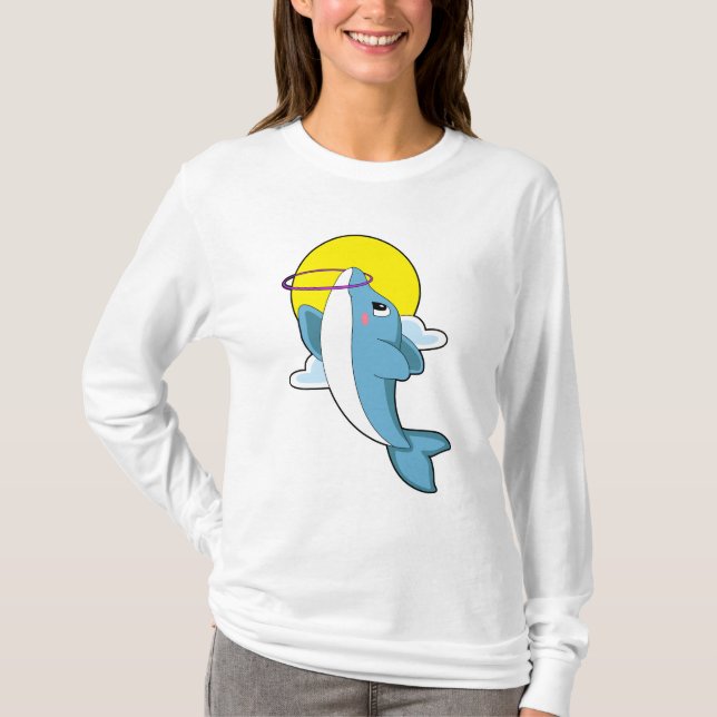 Delfin med Fitness däck T Shirt (Framsida)