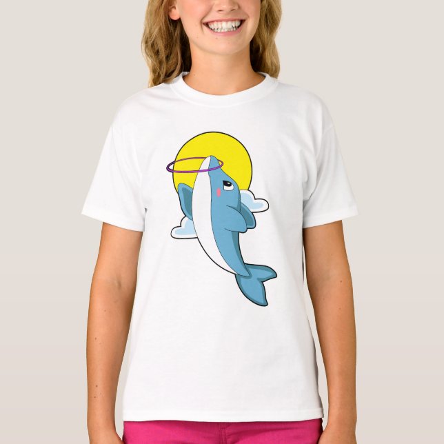 Delfin med Fitness däck T Shirt (Framsida)
