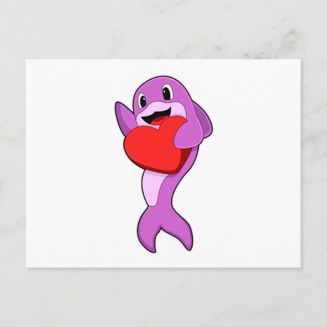 Delfin med hjärta vykort (Framsida)