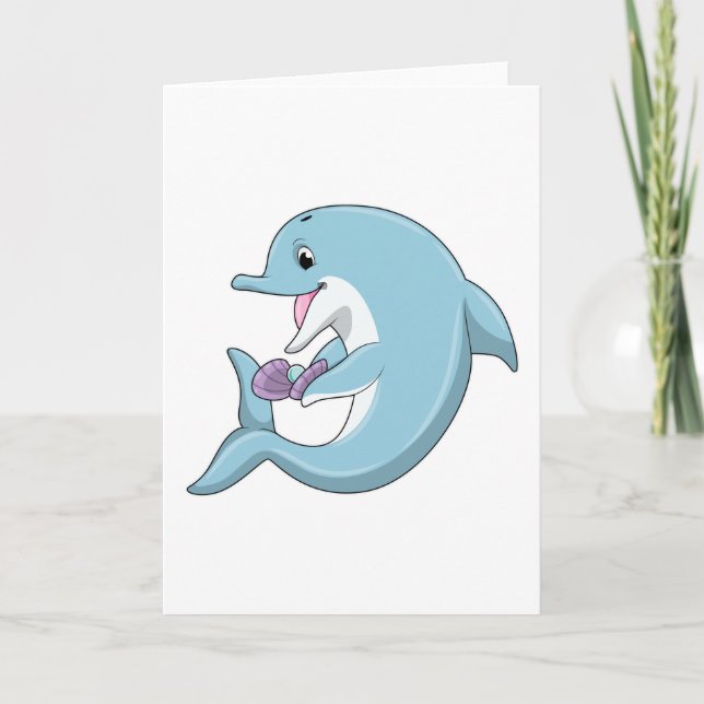 Delfin med pärla kort (Framsida)