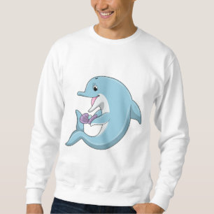 Delfin med pärla lång ärmad tröja
