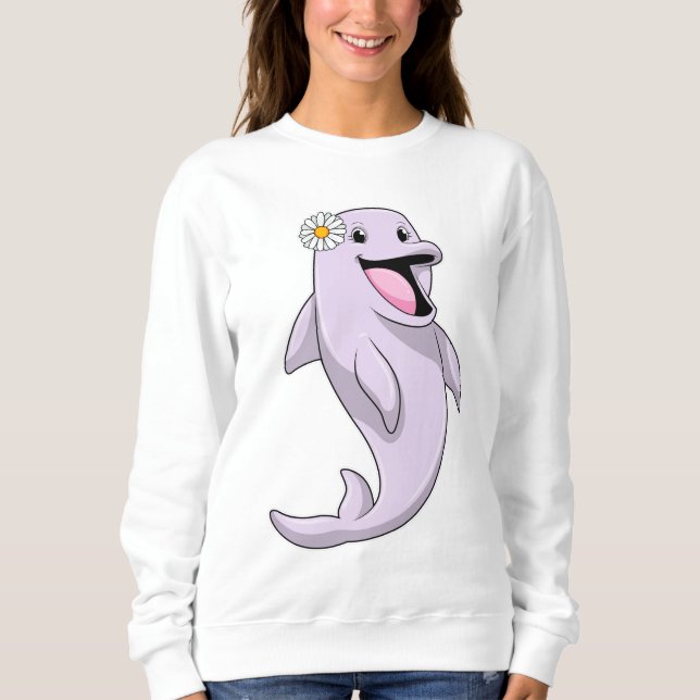 Delfin med tusenskönsblomma t shirt (Framsida)