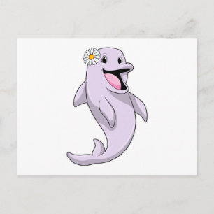 Delfin med tusenskönsblomma vykort
