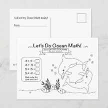 Delfin Ocean Matematik Färgläggning Postkort