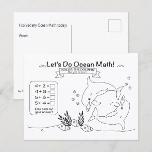 Delfin Ocean Matematik Färgläggning Postkort Vykort
