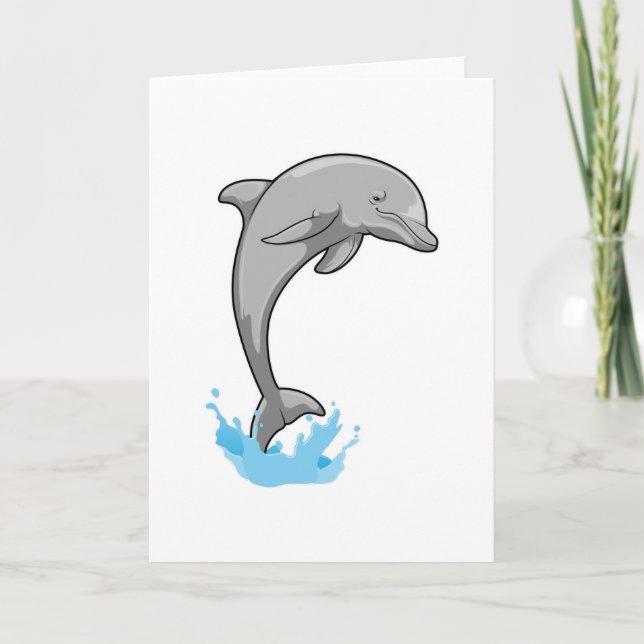 Delfin över vatten kort (Framsida)