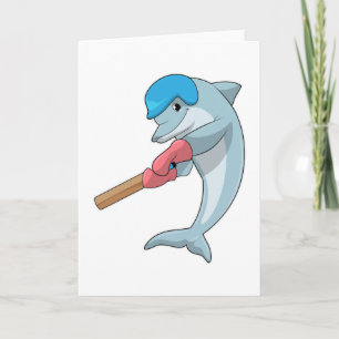 Delfin på Cricket med cricketträ Kort