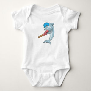Delfin på Cricket med cricketträ T Shirt