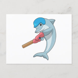 Delfin på Cricket med cricketträ Vykort