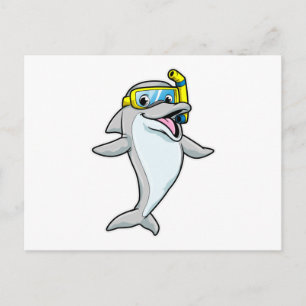 Delfin på dykning med snorkel vykort